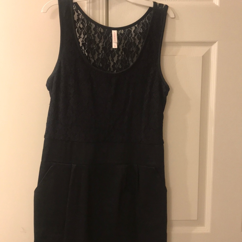Floral Lace Print Little Black Mini Dress